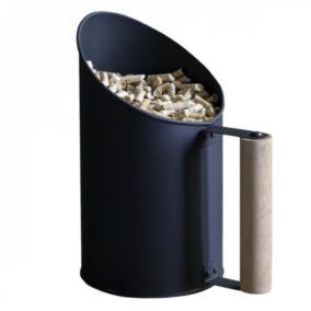 Pelle à granulés, pellets en fer de zinc et poignée en bois - 1.5L - Noir - Linxor