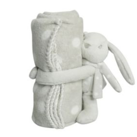 Peluche plaid lapin (100x75 cm - Gris clair)