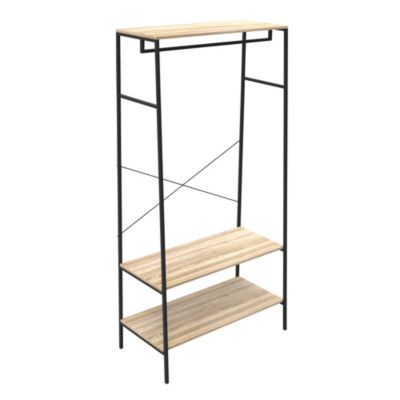 Penderie 2 étagères style industriel Napari bois et métal H. 190 x L. 90 cm