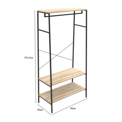 Penderie 2 étagères style industriel Napari bois et métal H. 190 x L. 90 cm