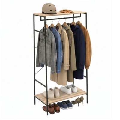 Penderie 2 étagères style industriel Napari bois et métal H. 190 x L. 90 cm