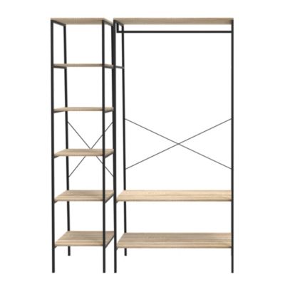Penderie 2 étagères style industriel Napari bois et métal H. 190 x L. 90 cm