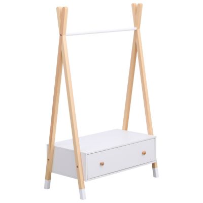 Penderie pour enfant bois et blanche avec tiroir LOU - HAPPY GARDEN