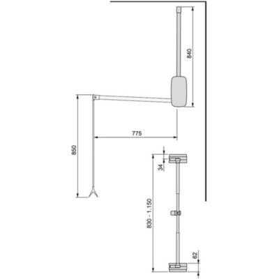 Penderie rabattable blanche pour armoire Sling Largeur télescopique réglable de 83 à 115 cm