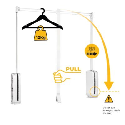 Penderie rabattable blanche pour armoire Sling Largeur télescopique réglable de 83 à 115 cm
