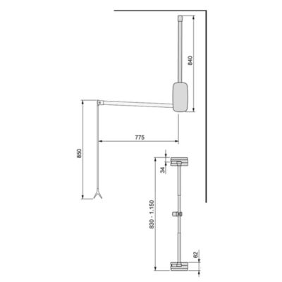 Penderie rabattable blanche pour armoire Sling Largeur télescopique réglable de 83 à 115 cm