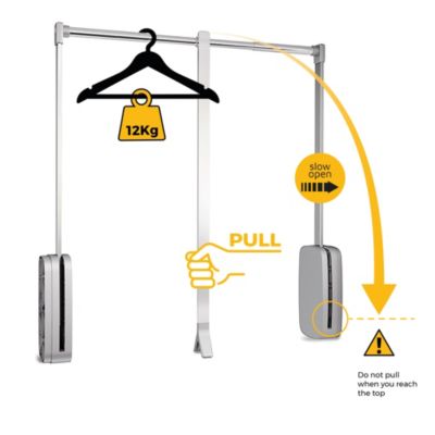 Penderie rabattable chroméee pour armoire Sling Largeur télescopique de 60 à 83 cm