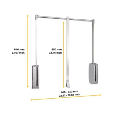 Penderie rabattable chroméee pour armoire Sling Largeur télescopique de 60 à 83 cm