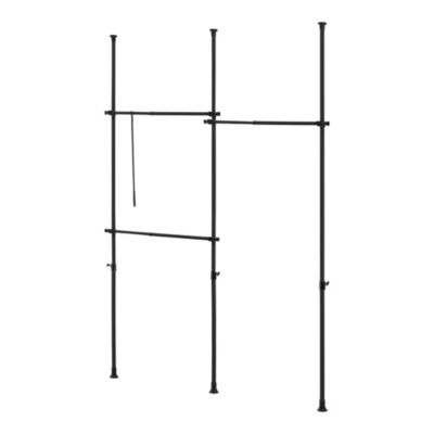 Penderie télescopique Kemi acier laqué 150 - 230 cm 3 barres de penderie noir en.casa