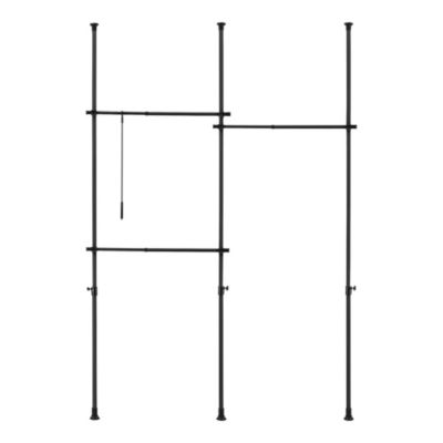 Penderie télescopique Kemi acier laqué 150 - 230 cm 3 barres de penderie noir en.casa