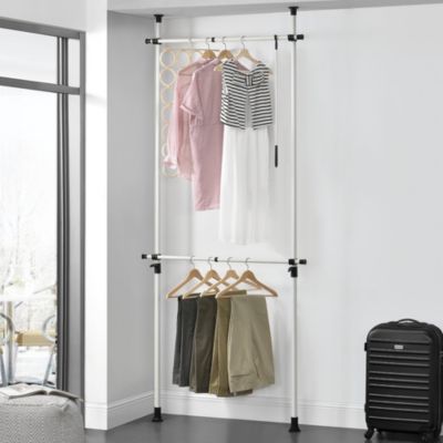 Penderie télescopique Kemi acier laqué 75 -115 cm blanc en.casa