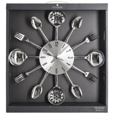 Pendule murale en métal déco cuisine D 38 cm