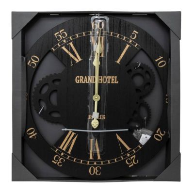 Pendule murale Noire et Dorée métallisé aspect vieilli D 54 cm