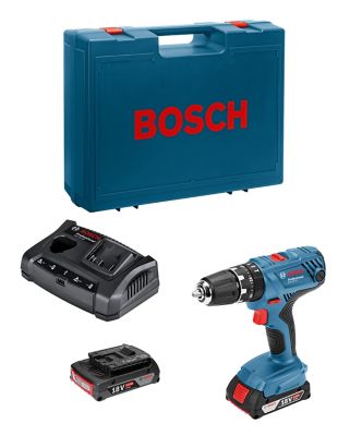 Bosch Professional 18V System perceuse-visseuse à percussion sans-fil GSB  18V-21 (avec 2 batteries 2,0 Ah, set d'accessoires 40 pièces, dans L-BOXX)  