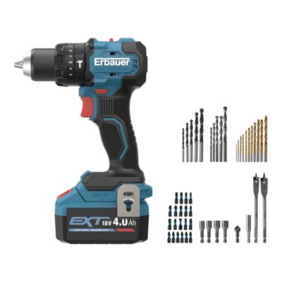 Perceuse à percussion sans fil Erbauer 18V 1x4Ah + accessoires
