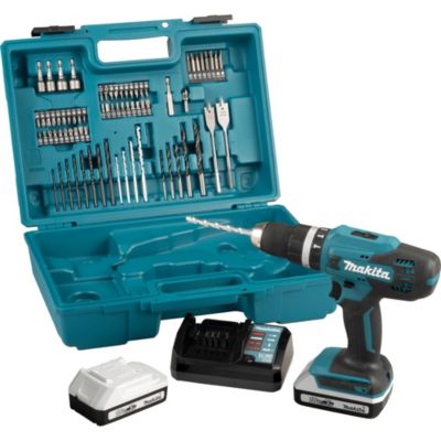 Perceuse à percussion 18V Li-Ion -2x 2.0 Ah- avec kit 74 accessoires - MAKITA HP488DAEX1