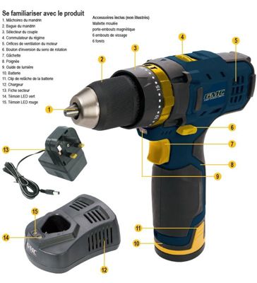 Perceuse à Percussion et Visseuse Sans fil 12 V GMC 262382