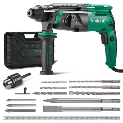 Perceuse à percussion SDS Plus filaire 950 W, avec jeu d'accessoires 16 pièces, 0-1150 tr/min/5100 coups/min, adaptée au béton, à