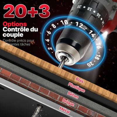 Perceuse Visseus 20V, 2 x 2.0Ah Batteries,45Nm, 69 Accessoires