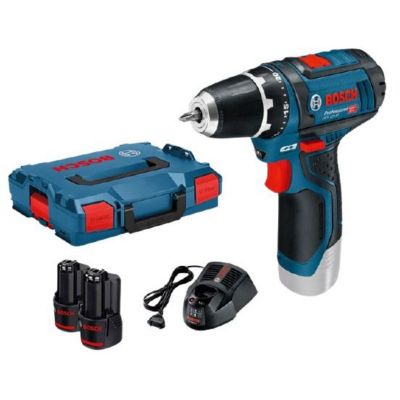 Perceuse-visseuse 12V GSR 12V-15 + 2 batteries 2Ah + chargeur + coffret L-BOXX - BOSCH - 0601868109