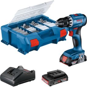 Perceuse-visseuse 18V GSR 18V-45 avec accessoires + 2 batteries 2Ah + chargeur + coffret L-CASE PICK & CLICK - BOSCH - 06019K3205