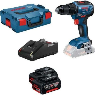 Perceuse-visseuse 18V GSR 18V-55 + 2 batteries 5Ah + chargeur rapide + coffret L-BOXX - BOSCH