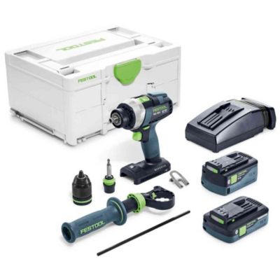 Perceuse-visseuse 18V QUADRIVE TDC 18/4 5,0/4,0 I-Plus + 1 batterie 4Ah + 1 batterie 5Ah + chargeur + Systainer SYS3 - FESTOOL - 5