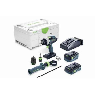 Perceuse-visseuse 18V QUADRIVE TDC 18/4 5,0/4,0 I-Plus + 1 batterie 4Ah + 1 batterie 5Ah + chargeur + Systainer SYS3 - FESTOOL - 5