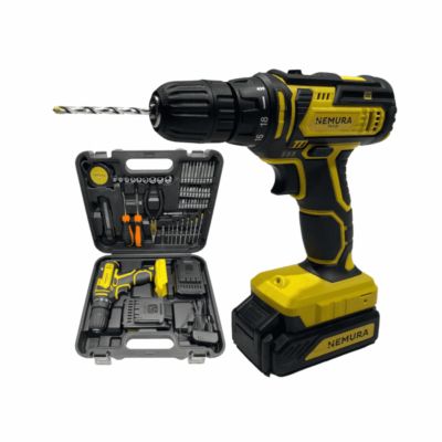 Perceuse Visseuse 20V NEMURA + 2 Batteries 1,5 Ah + Chargeur rapide + Malette avec 54 Accessoires