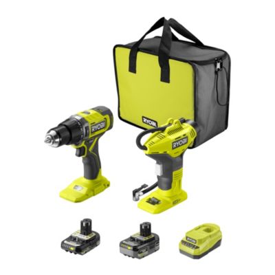 Perceuse-visseuse à percussion RPD18-0 + compresseur R18PI-0 + 1 batterie 2,0 Ah + 1 batterie 4,0 Ah + 1 chargeur 2,0 A Ryobi