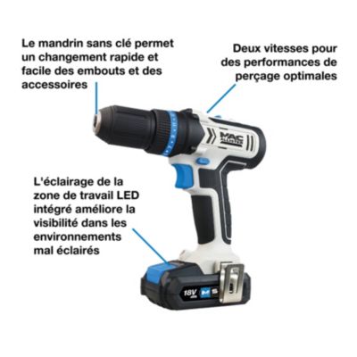 Perceuse visseuse à percussion sans fil Mac Allister MCD18-Li-2 18V - 1x2Ah
