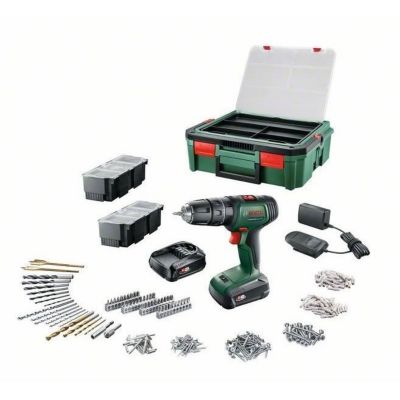 Perceuse visseuse Bosch UniversalDrill 18 2 batteries 1,5Ah + SystemBox + 241 accessoires
