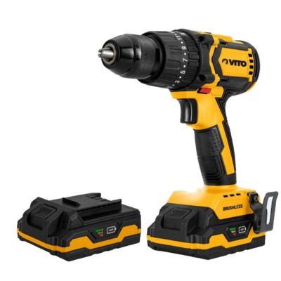 Perceuse Visseuse Brushless 20V + 2 Batteries Lithium 4Ah + Coffret 32 Embouts + Chargeur et Mallette VITO