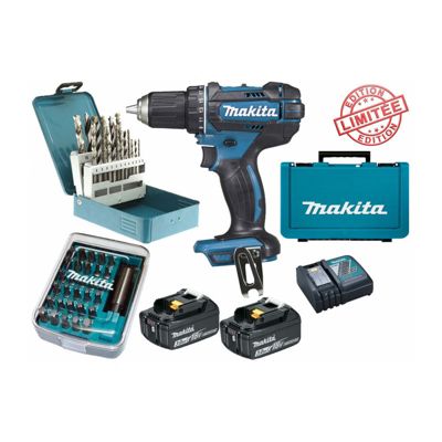 Perceuse visseuse Makita 18V 62Nm DDF482 + 2 batt 3 Ah + 30 embouts de vissage + 18 forets D-46202 Edition Limitée