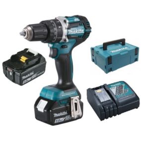 Perceuse visseuse à percussion 18V + 2 batteries 5Ah + chargeur + coffret MAKPAC - MAKITA - DHP484RTJ