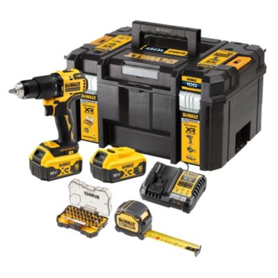 Perceuse visseuse à percussion 18V XR Brushless + 2 batteries 5Ah + chargeur + coffret TSTAK - DEWALT - DCZ100P2KT-QW