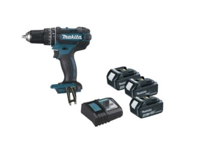 Perceuse visseuse à percussion MAKITA 18V - 3 batteries BL1840 3.0Ah - 1 chargeur rapide DC18RC - DHP482RM3J