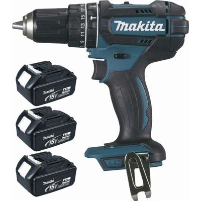 Perceuse visseuse à percussion MAKITA 18V - 3 batteries BL1840 3.0Ah - 1 chargeur rapide DC18RC - DHP482RM3J