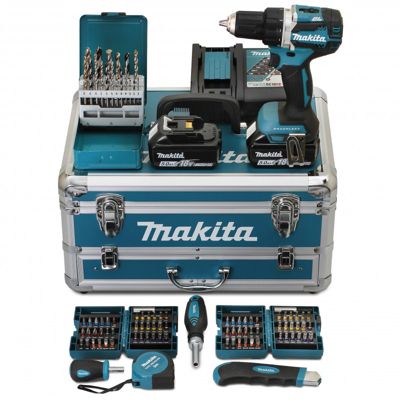 Perceuse-visseuse sans fil 18V 13 mm MAKITA DDF484RTX6 - 2 batteries 18V 5Ah, chargeur rapide, coffret alu 96 accessoires