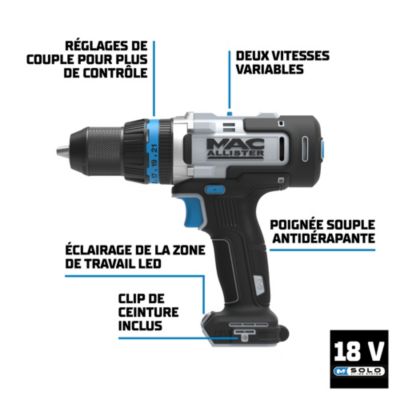 Perceuse visseuse sans fil 18V Mac Allister MCI1258COM