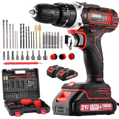 Perceuse visseuse sans fil 21V, couple 45 Nm, 2 batteries 2,0 Ah, compatible batteries Makita
