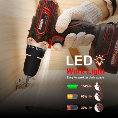 Perceuse Visseuse Sans Fil 21V Pour Batterie Makita 2x2.0Ah Batteries,45 Nm Visseuse Devisseuse Sans Fil,25+1 Réglages de Couple,2