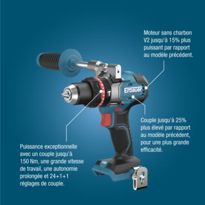 Perceuse visseuse sans fil Erbauer Elite 18V ERI1107COM 150 Nm (sans batterie)