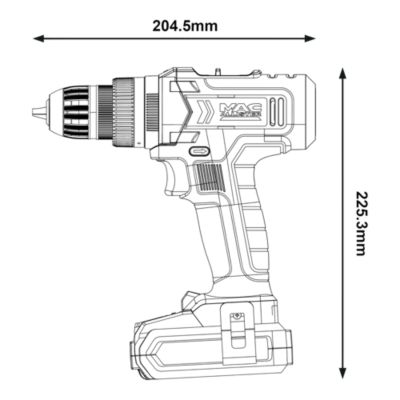Perceuse visseuse sans fil Mac Allister 18V MDD18-Li-2 2AH + 13 accessoires offerts