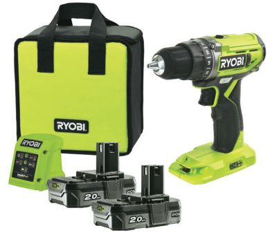 RYOBI Pack 2 outils sans fil 18 V : Perceuse a percussion + meuleuse 115mm  - 2 batteries 1 x 2.0 Ah et 1 x 4.0 Ah