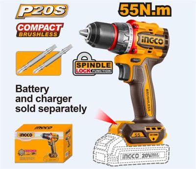 Perceuse-visseuse sans fil - Tension 20V - Couple maxi: 55 Nm - mandrin: 13 mm