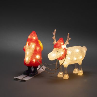 Pere noel dans cheminée acrylique solaire 40 LED, decoration noel