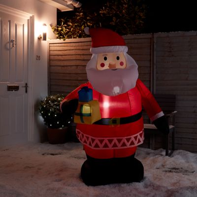 Père Noël Gonflable Géant 8 Pieds (2,44m) – Noir – LEDs Blanches