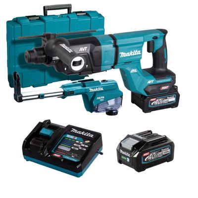 Perforateur-burineur Sds-plus 40v Max Li-ion - 28 Mm Xgt Avec Kit D'aspiration Makita Hr007gm202 2 X 4,0ah + Chargeur En Coffret