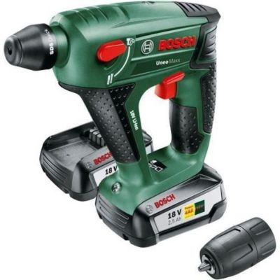 Perforateur sans fil Bosch - Uneo Maxx Livrée avec 2 batteries 18V-2,5 Ah + chargeur + coffret de transport